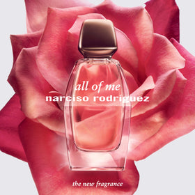Narciso Rodriguez All Of Me bottle with rose-gold detail suggests premium sophistication
