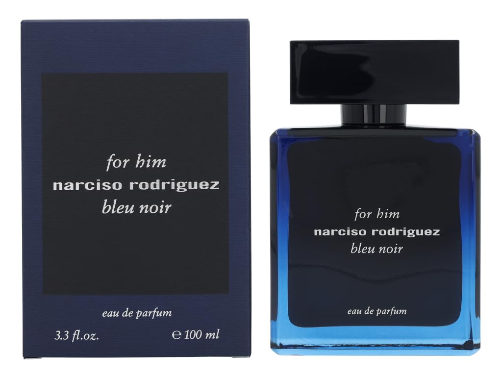 Narciso Rodriguez Bleu Noir bottle with a sleek design for versatile daily wear.