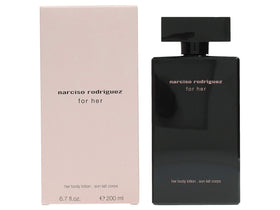 Elegant Narciso Rodriguez for Her lotion packaging ideal for gift-ready rituals.