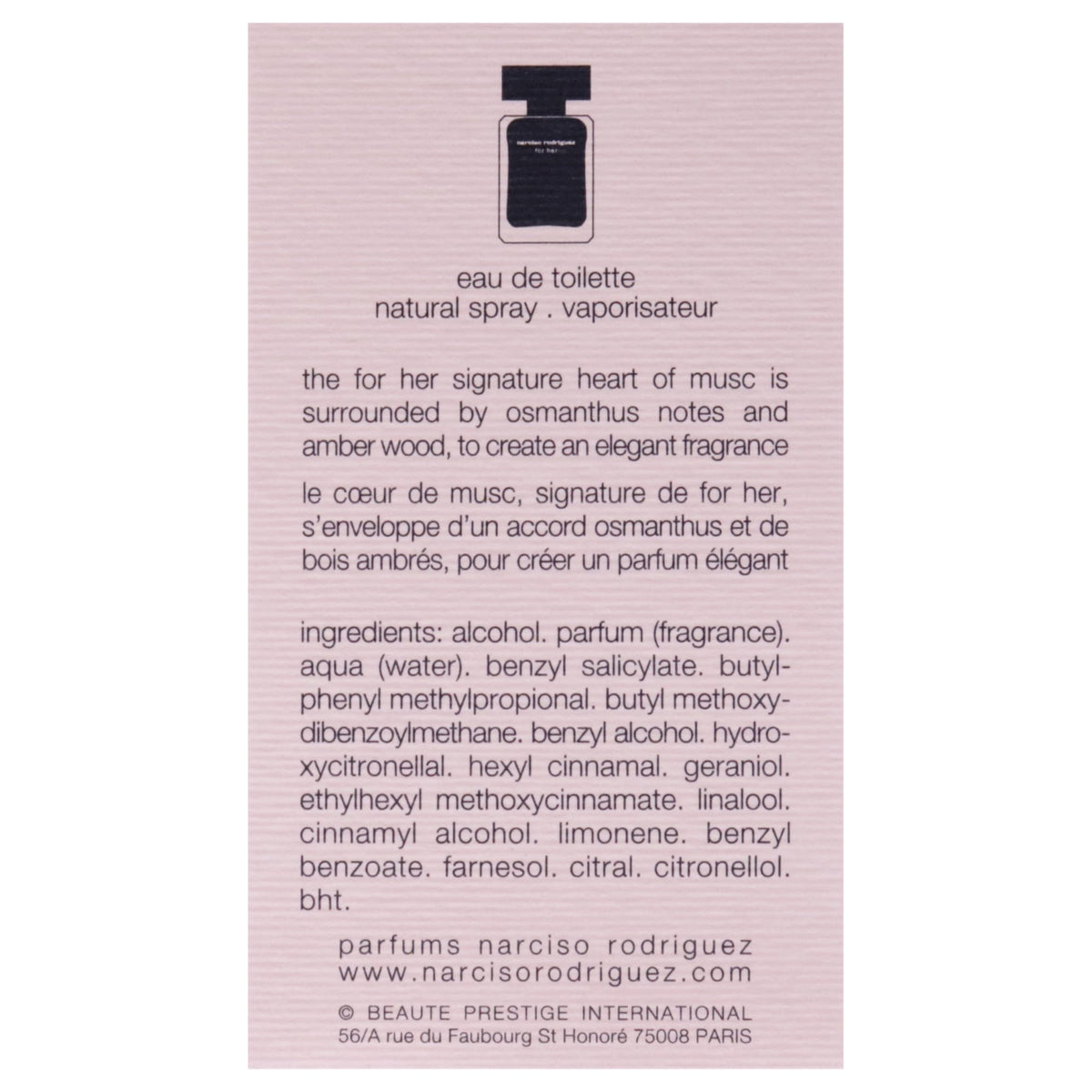Narciso Rodriguez For Her orange blossom note close-up signals fresh, uplifting character.