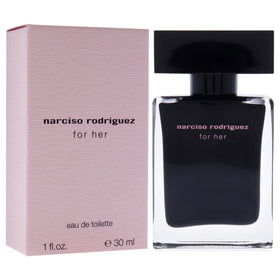 Narciso Rodriguez For Her spray mist close-up demonstrates easy daily fragrance application.