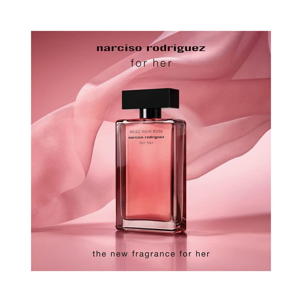 Model showcases sophisticated, modern woman aura wearing Musc Noir Rose.