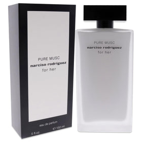 Narciso Rodriguez Pure Musc packaging shot, suggesting a refined daily fragrance ritual.