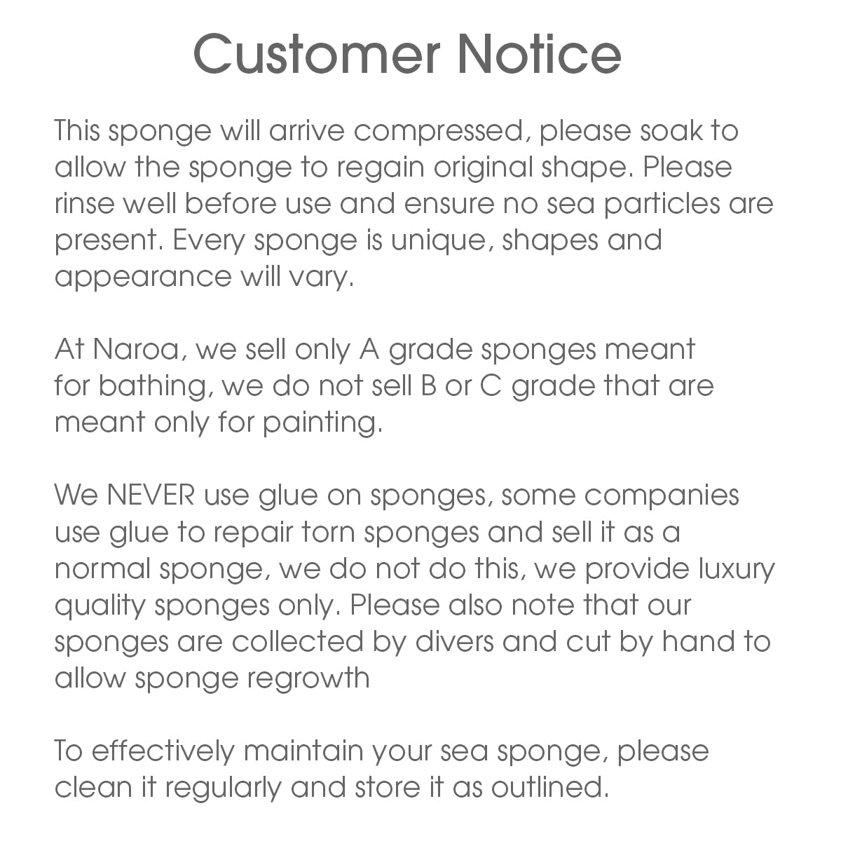 Naroa sea sponge with gentle lather; enhances body care rituals.