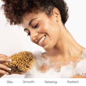 Naroa unbleached shower scrubber natural fibre; eco-friendly cleansing tool.