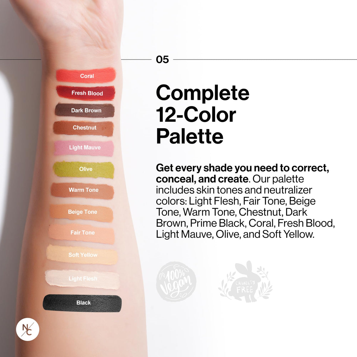 Narrative Cosmetics 4-5 minute set time shown for matte finish.