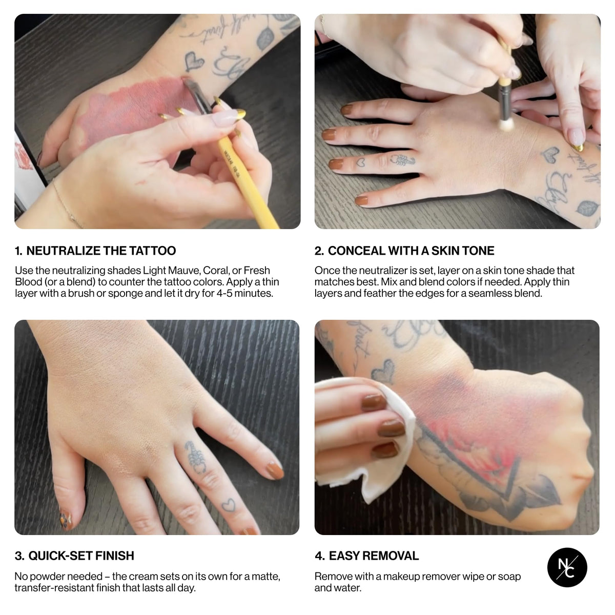 Narrative Cosmetics removal options include soap and water.