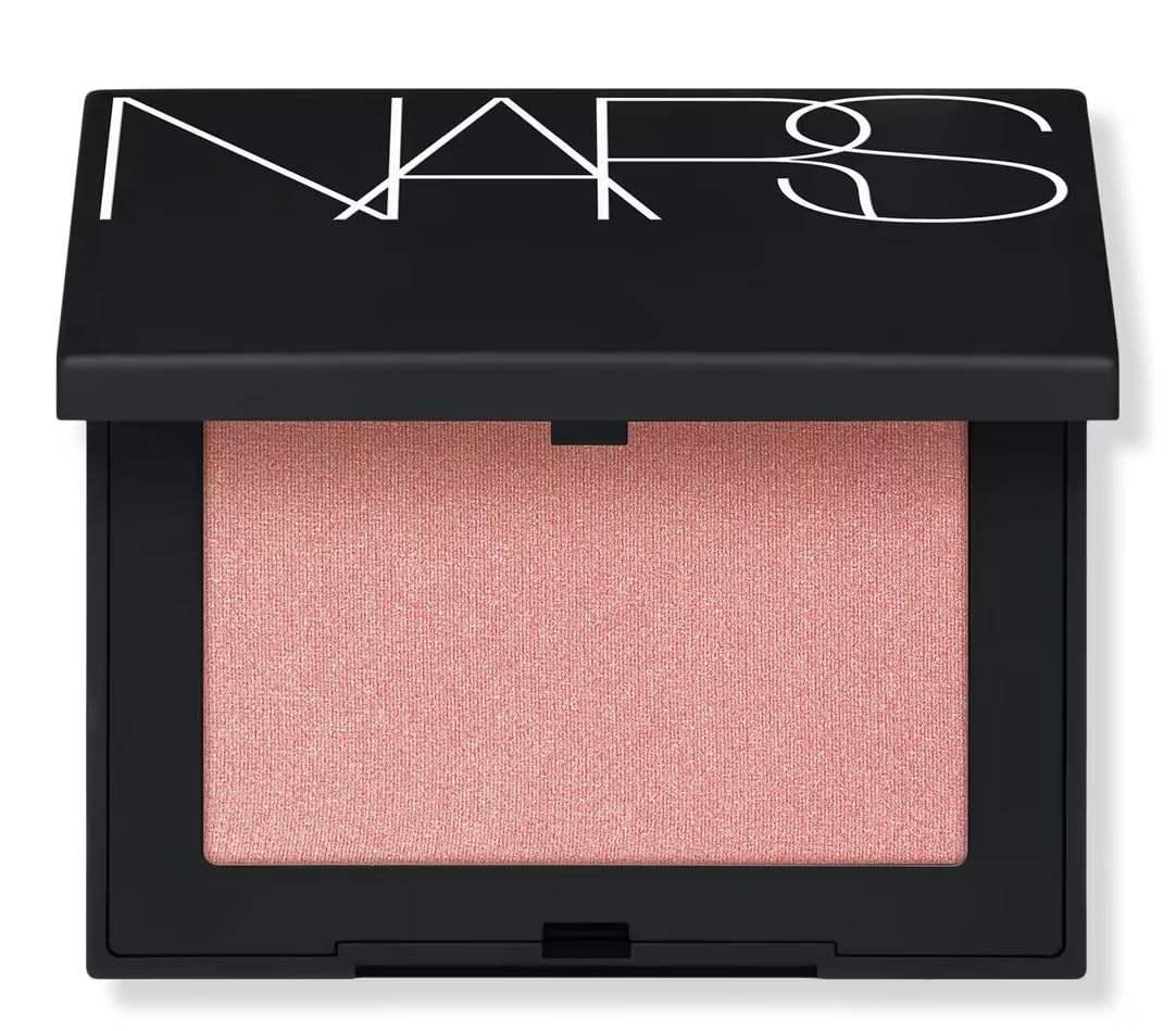 NARS Orgasm refillable blush compact in peach-pink-gold delivering long-lasting color.