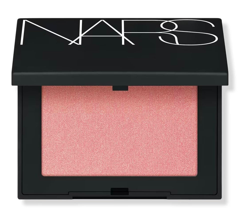 NARS Orgasm refillable blush compact in peach-pink-gold delivering long-lasting color.