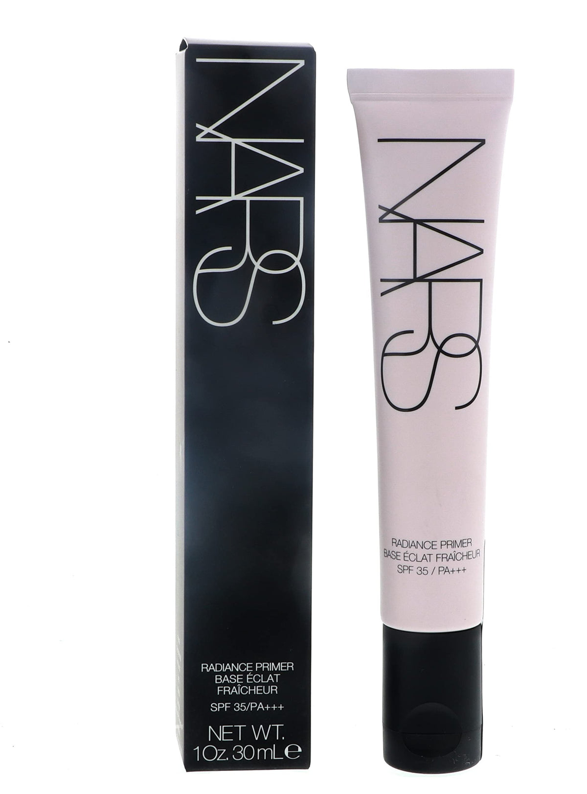 NARS Radiance Primer bottle and pump for oil-free glow and smooth makeup application.