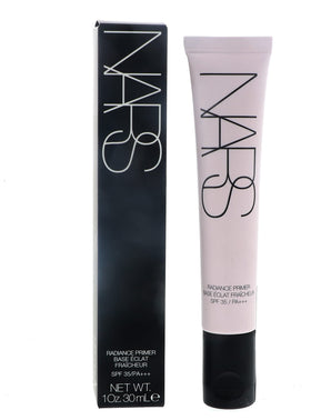 NARS Radiance Primer bottle and pump for oil-free glow and smooth makeup application.