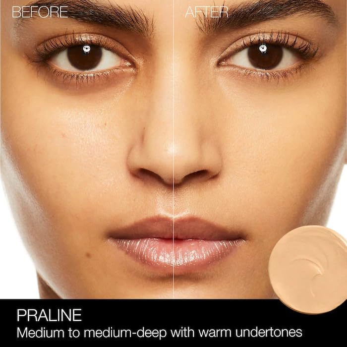 NARS Soft Matte Complete Concealer Praline texture closeup highlighting blendable, non-drying formula for under-eye coverage
