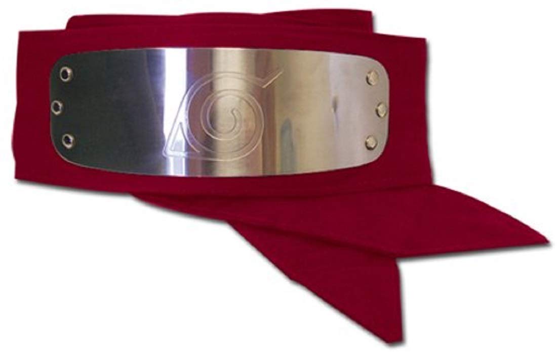 Naruto Rock Lee headband with metal plate for cosplay authenticity and official branding.