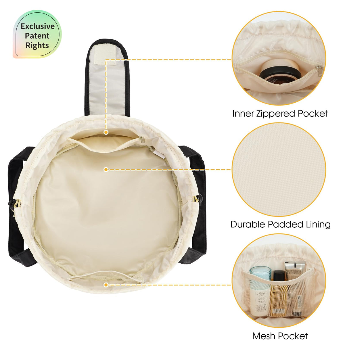 Narwey barrel-like construction keeps contents stable during packing and transit.