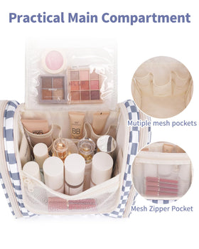 Narwey checkered bag open displaying main compartment and organization