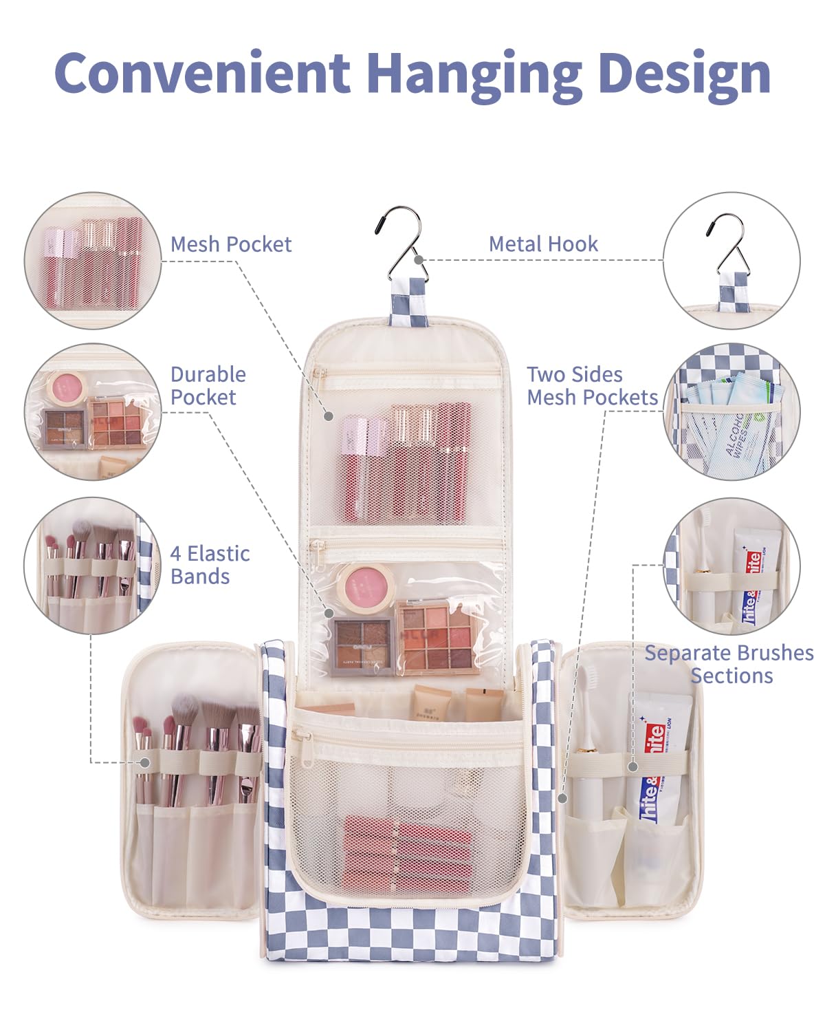 Narwey checkered side pockets keeping daily essentials within reach