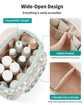 Narwey three-compartment design keeps cosmetics organized during travel