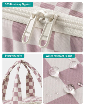 Narwey Checkered Travel Toiletry Bag spacious capacity fits makeup, toiletries, and travel bottles.