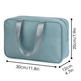 Narwey compact portable makeup bag greyish blue ideal for gym or trips.