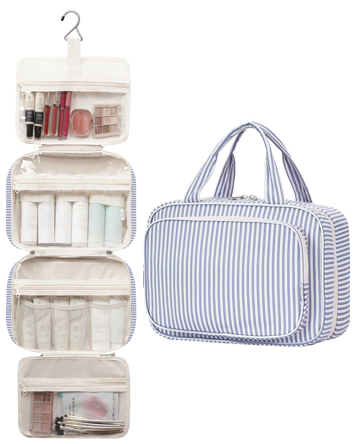Narwey four-compartment design keeps cosmetics organized and upright.
