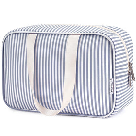 Narwey full-size toiletry bag in greyish-blue stripe with a spacious main compartment.