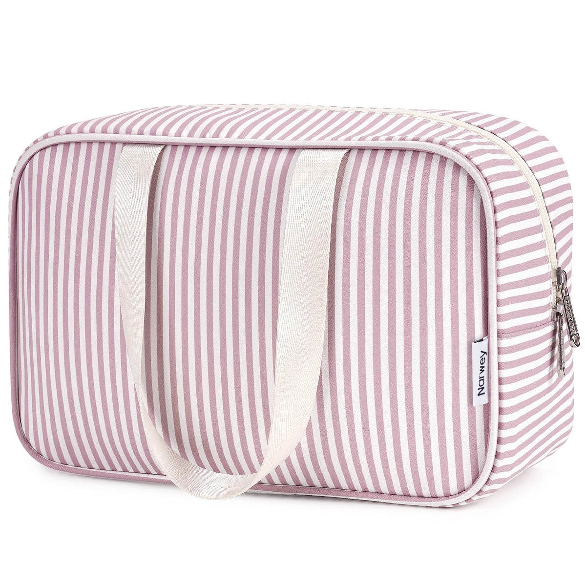 Narwey full size toiletry bag in dusty rose stripe for organized travel