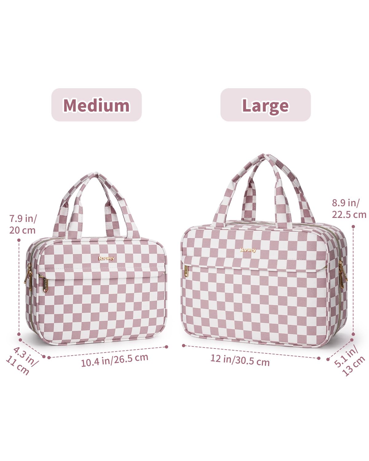 Narwey bag checkered compartments view showing upright bottles and visibility