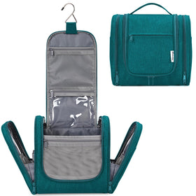 Narwey large hanging toiletry bag with a spacious main compartment for travel-size essentials.