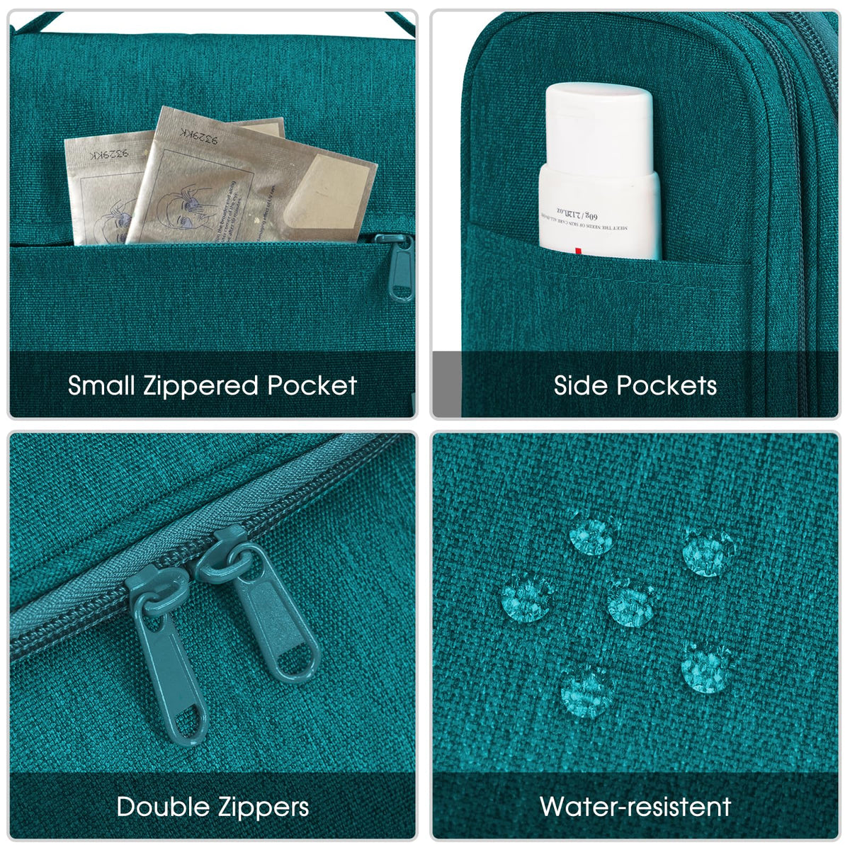 Narwey large hanging toiletry bag pack-flat design saves suitcase space.