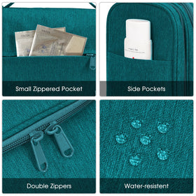 Narwey large hanging toiletry bag pack-flat design saves suitcase space.