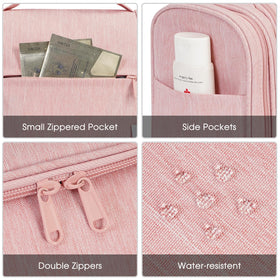 Narwey large hanging toiletry bag pink carry-on friendly size fits luggage