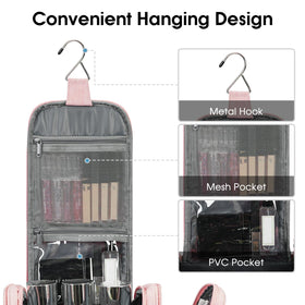 Narwey large hanging toiletry bag pink durable, water-resistant fabric protects gear
