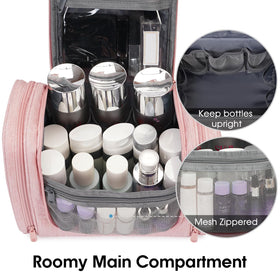 Narwey large hanging toiletry bag pink built-in metal hook for easy hanging