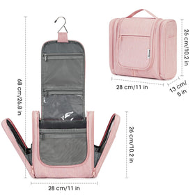 Narwey large hanging toiletry bag pink travel-compact design saves suitcase space