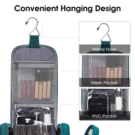 Narwey large hanging toiletry bag right-side pocket for toothbrushes and toothpaste, easy access during travel.