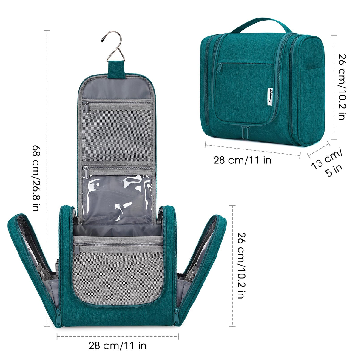 Narwey large hanging toiletry bag water-resistant durable fabric protects gear from spills.