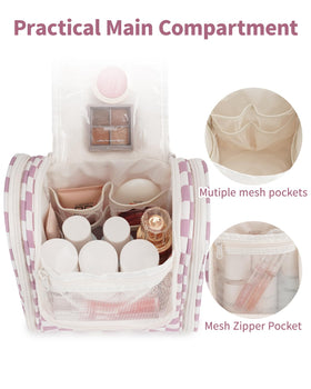Narwey large main compartment fits travel-size bottles and daily essentials.