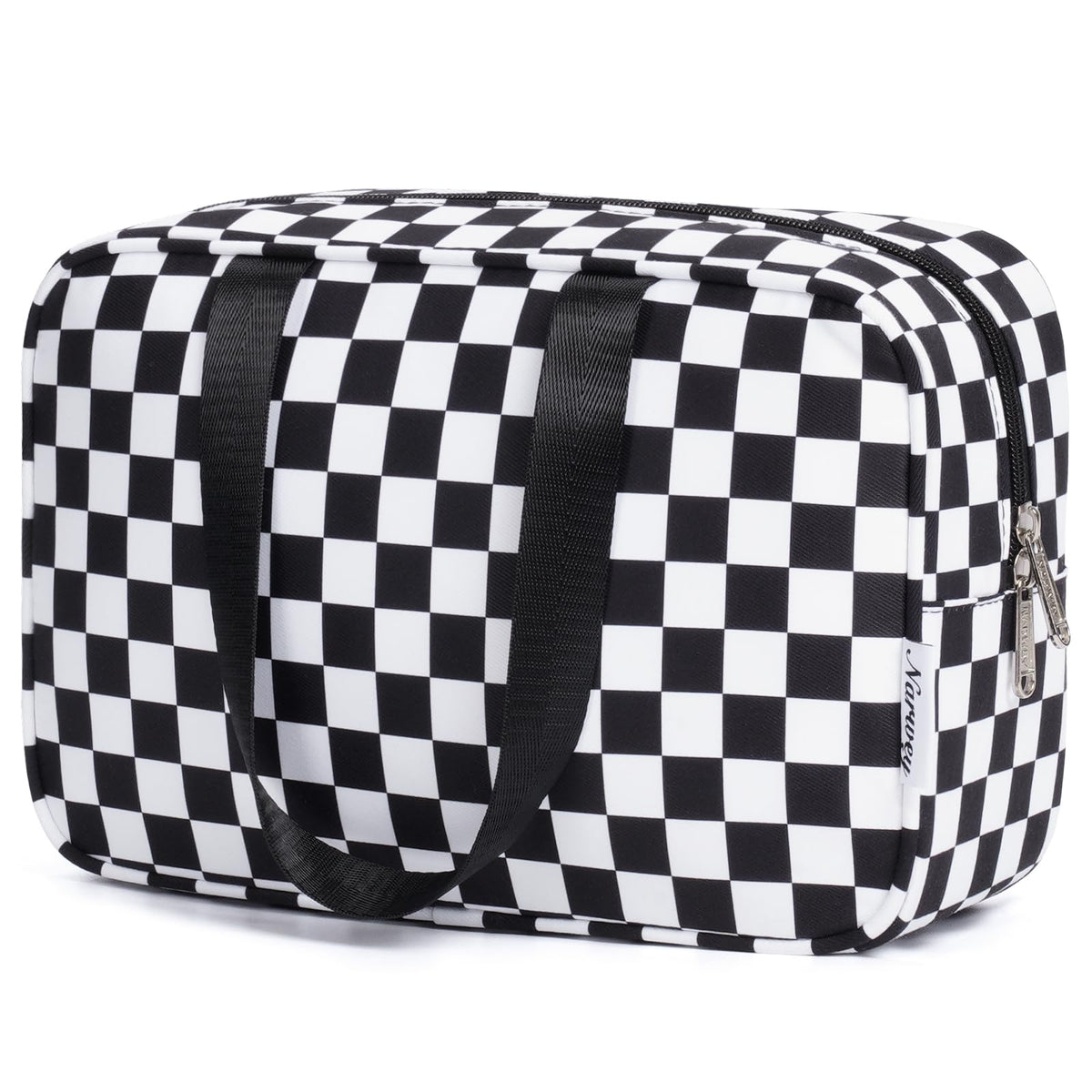 Narwey large toiletry bag checkerboard front view for organized travel