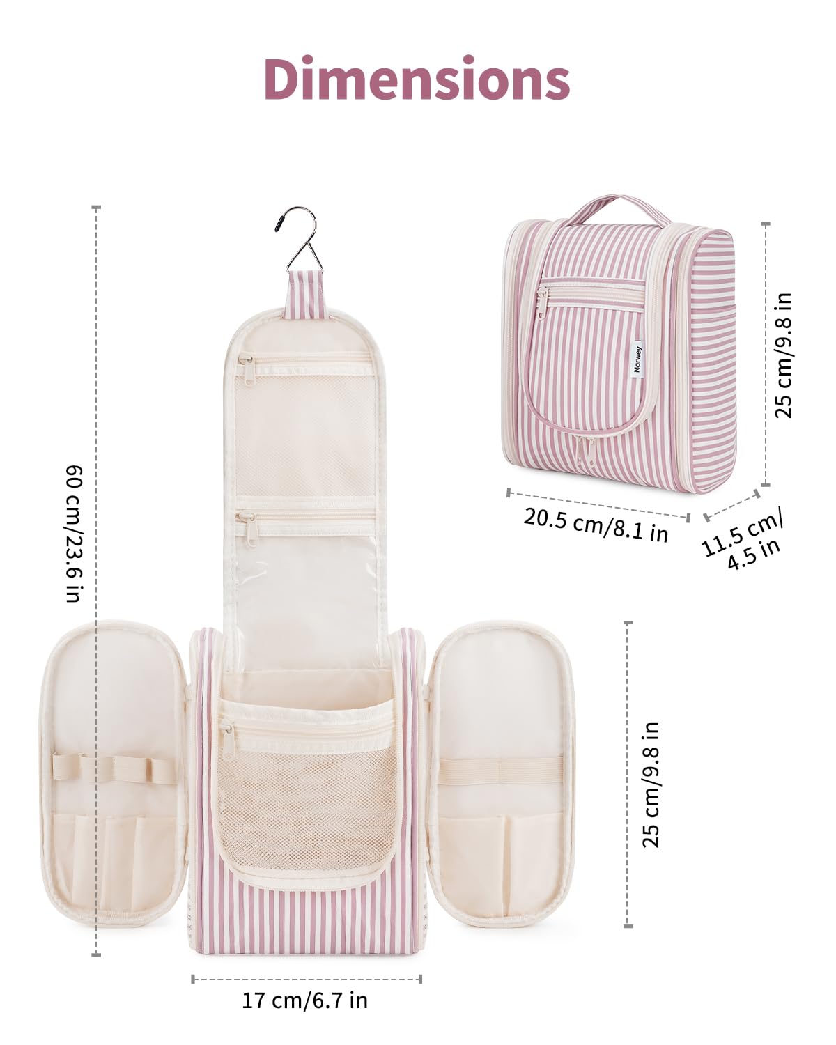 Narwey mesh pockets and zipper pockets organize small items
