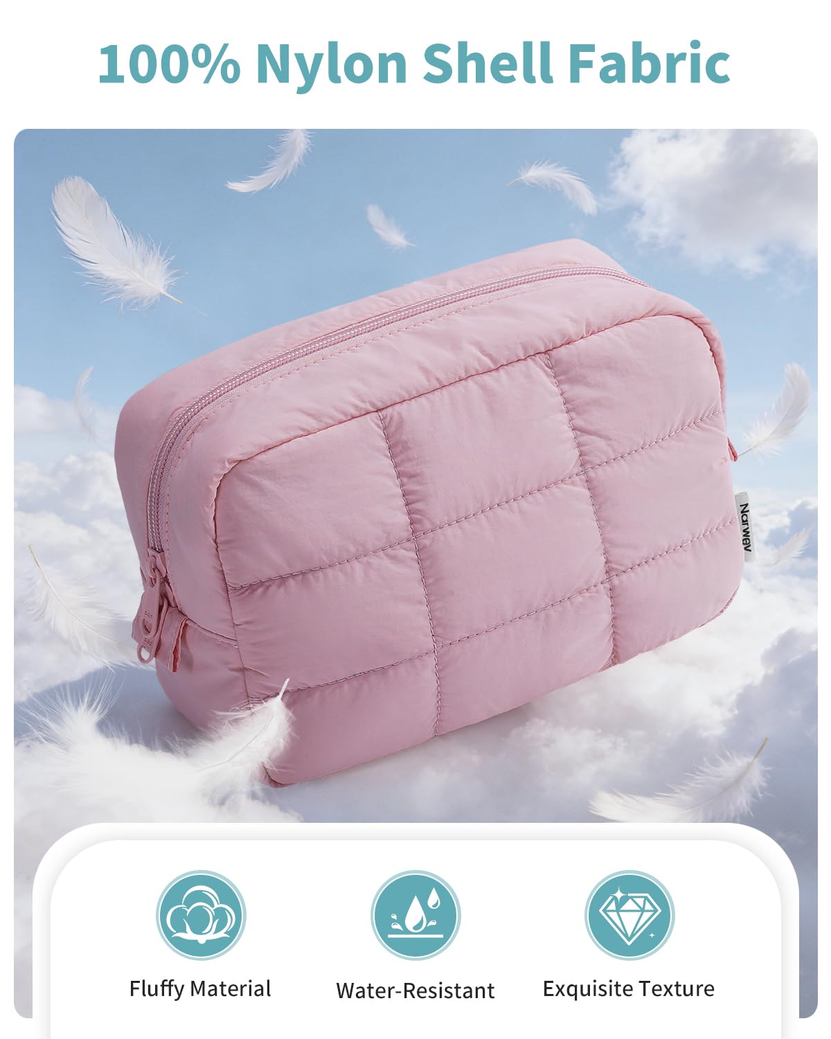 Narwey Puffy Cosmetic Bag keeps essentials neatly organized during trips.