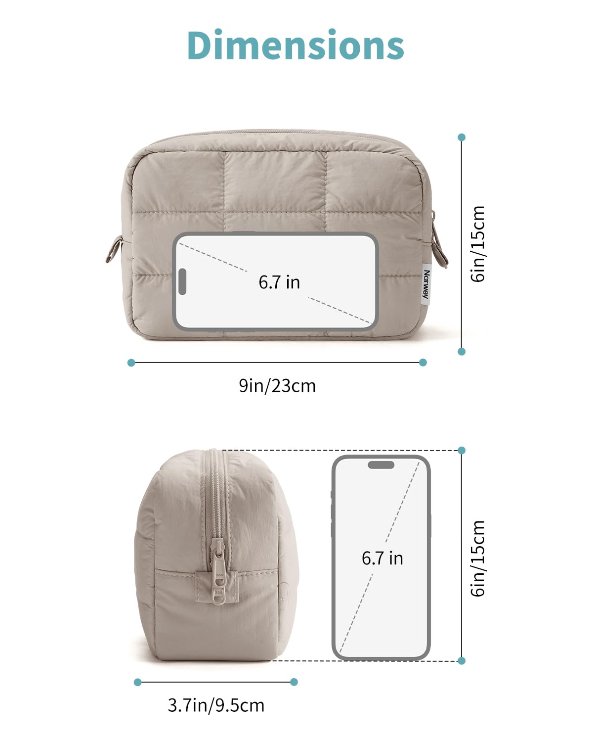 Narwey quilted fabric texture highlights soft, water-resistant shell and durable lining.