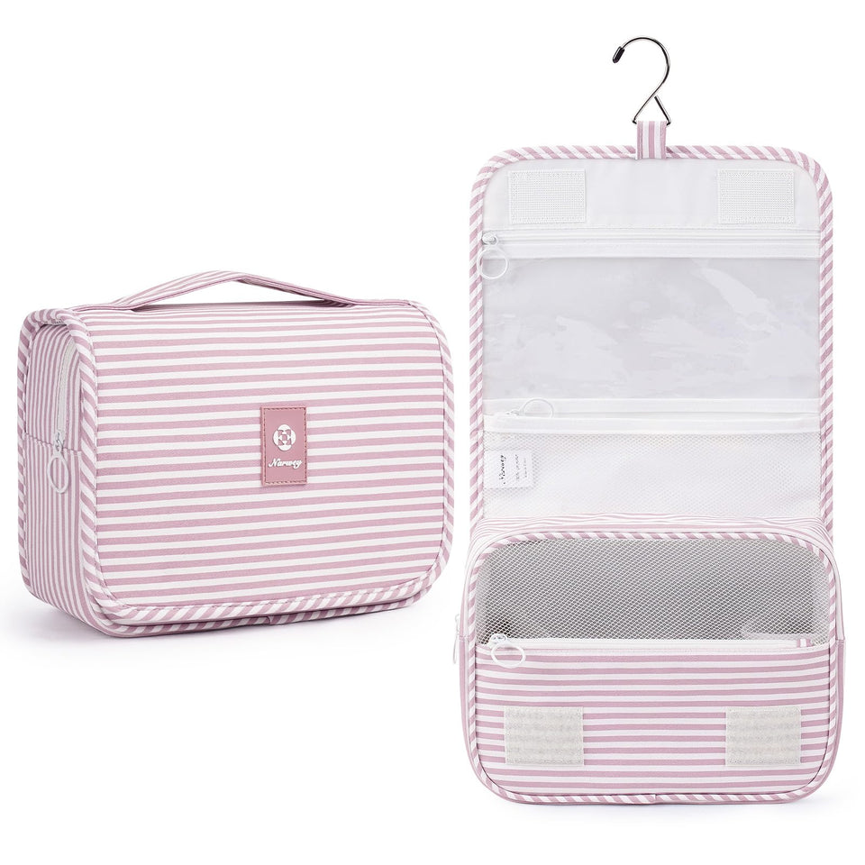 Narwey small hanging toiletry bag front view, compact travel organizer.