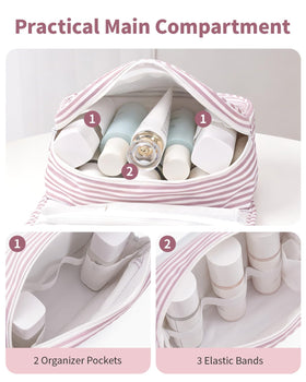 Narwey main compartment holds larger toiletries for easy packing.