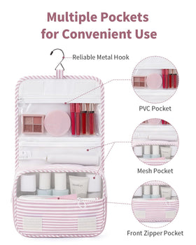 Narwey dusty pink stripe open compartment showing spacious interior.