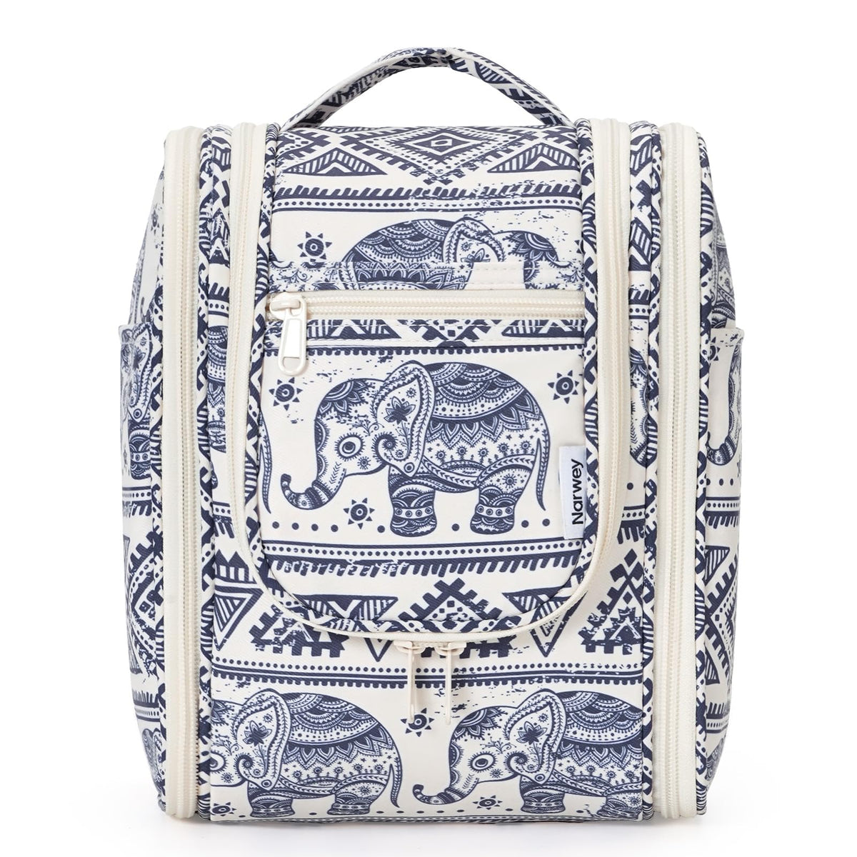 Narwey elephant hanging toiletry bag with a spacious main compartment for travel-size essentials