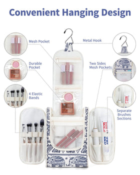 Narwey elephant hanging toiletry bag displaying mesh pockets for organized items