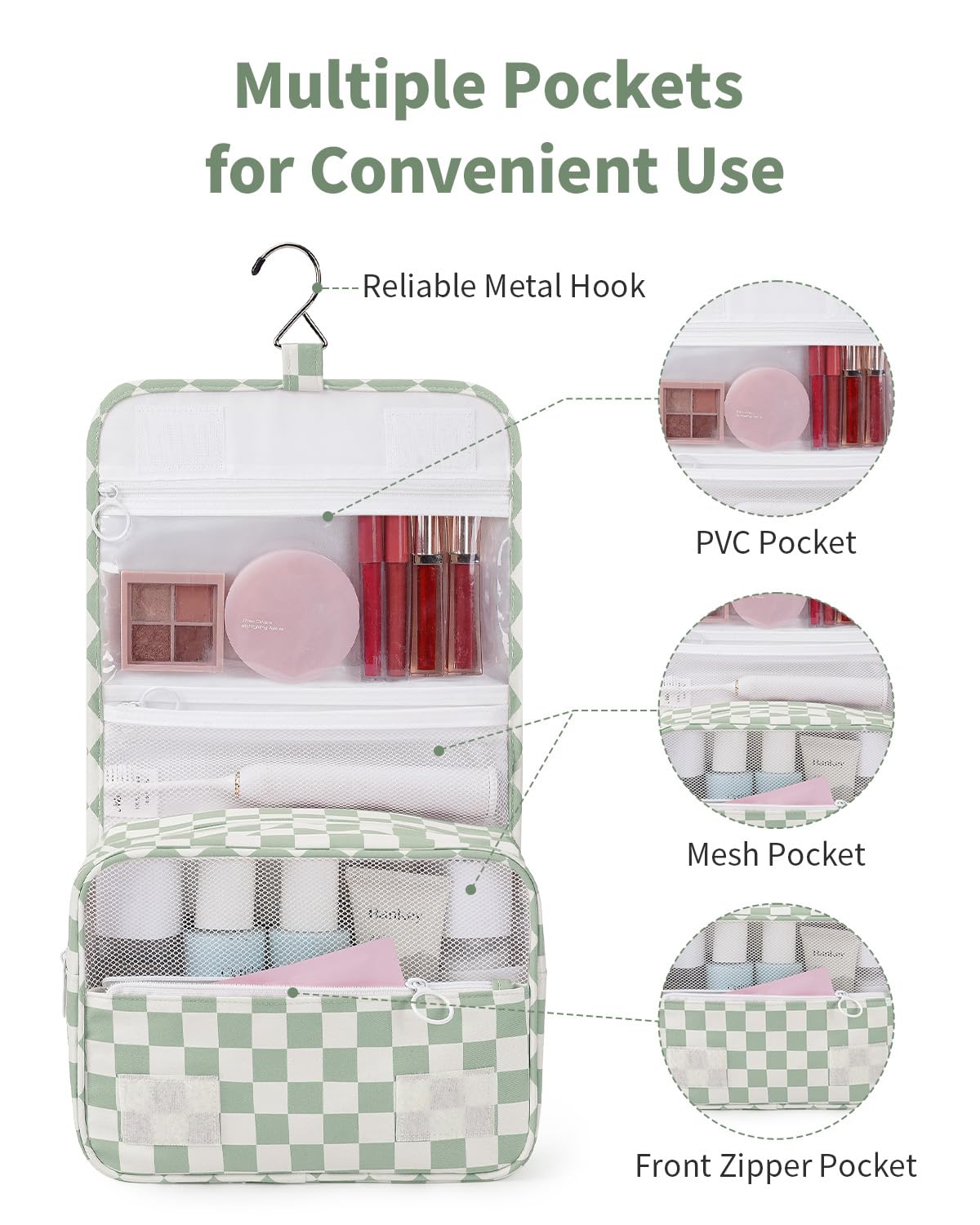 Mesh pockets in Narwey bag for visibility and organization