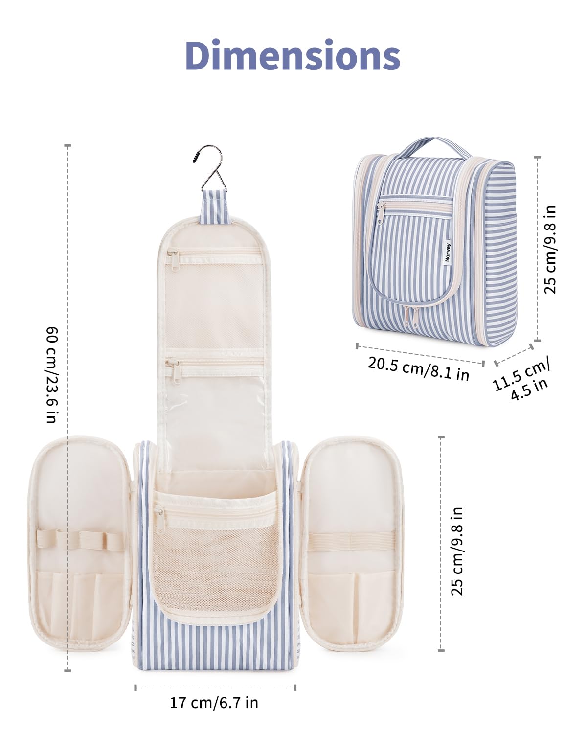 Narwey water resistant fabric protects contents from spills during travel