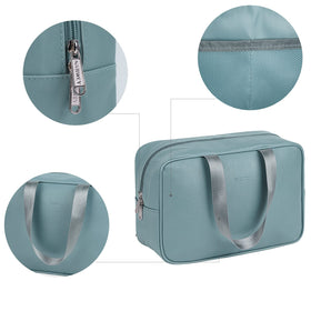 Narwey soft lining and reliable zipper toiletry bag greyish blue.