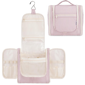 Narwey striped hanging toiletry bag in dusty rose design for organized travel